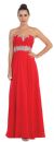 Strapless Rhinestones Empire Bust Formal Evening Dress in Red